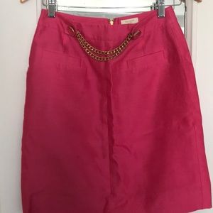 Kate Spade pink silk skirt with gold chain